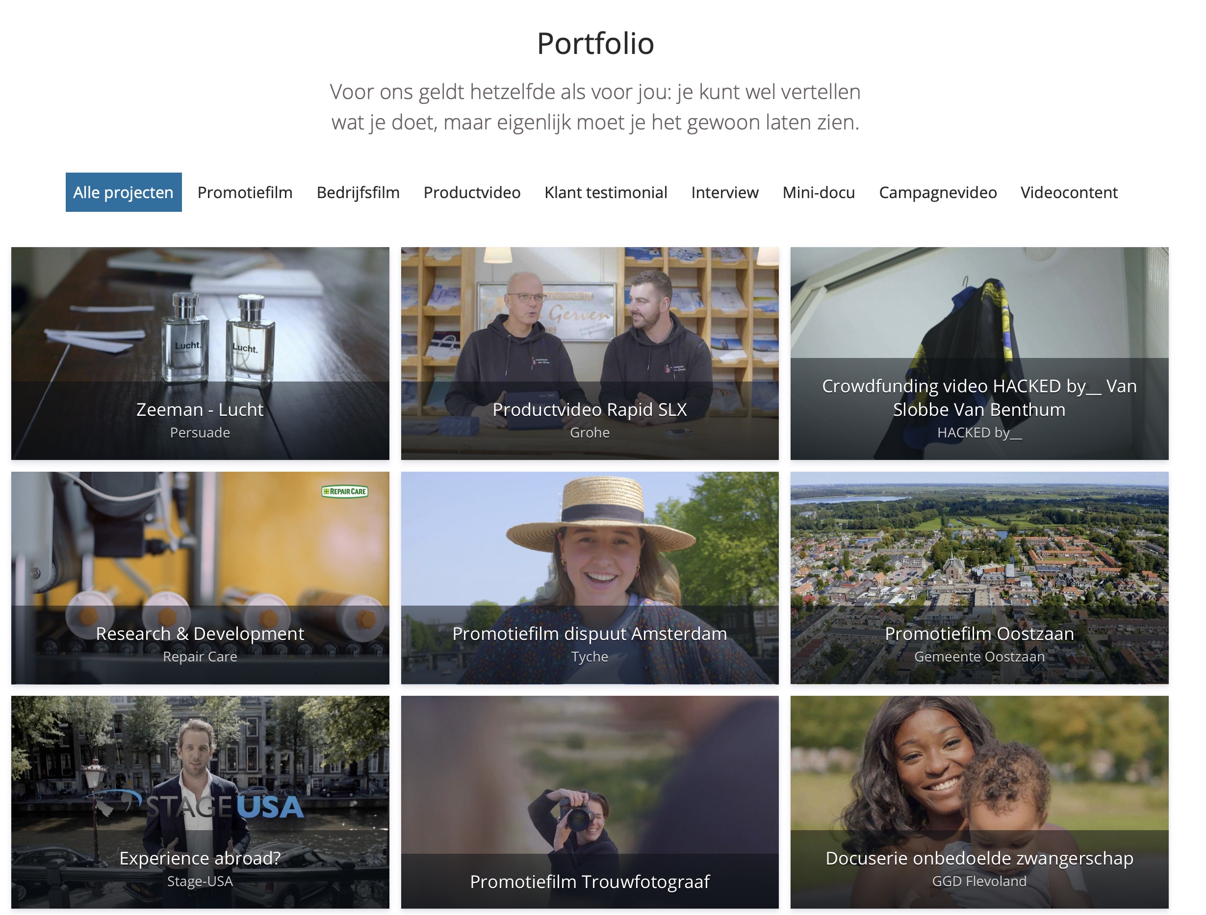Voorbeeld video portfolio Zo ziet ons portfolio er uit
